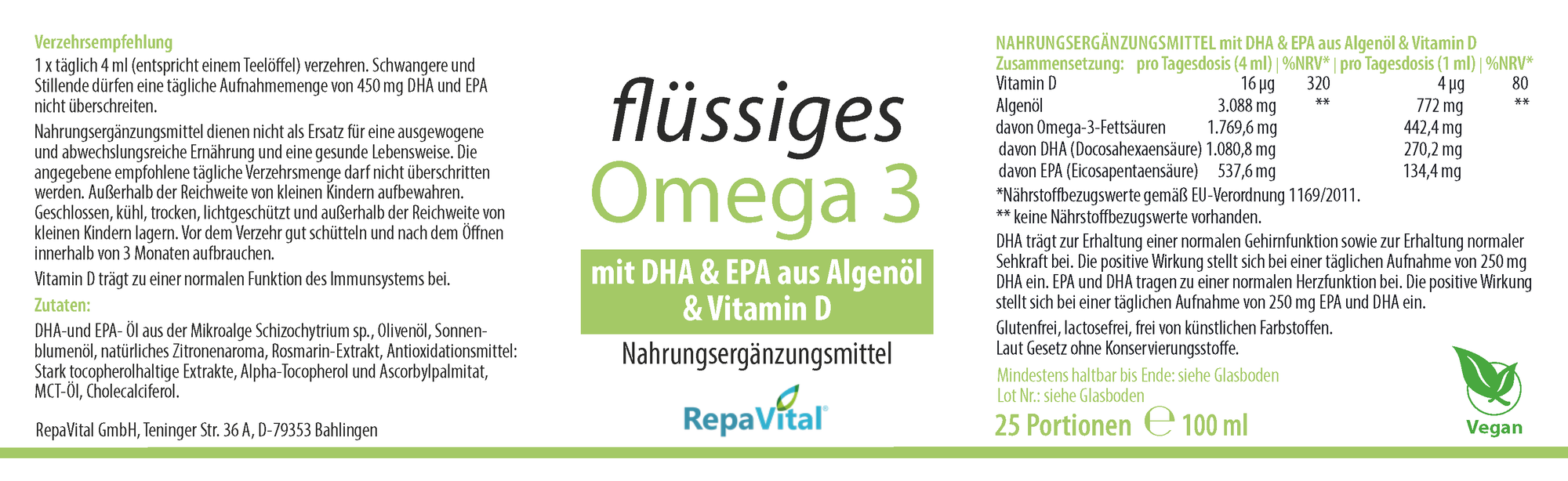 Omega 3 Algenöl Flüssig